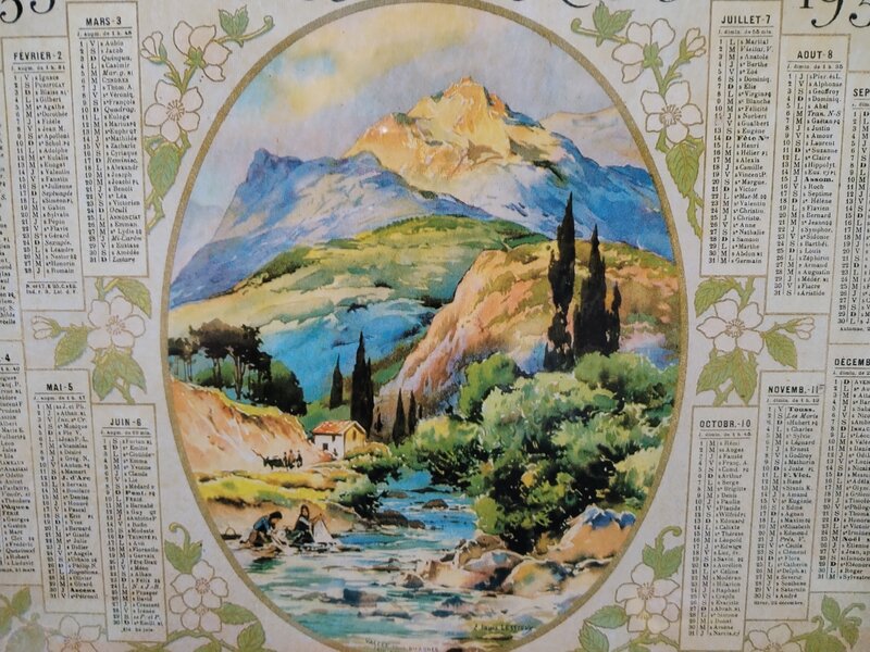 Tablou calendar Almanach des postes & des Telegraphes, an 1935