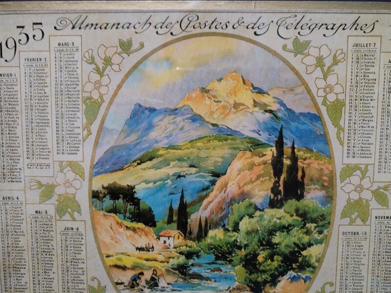 Tablou calendar Almanach des postes & des Telegraphes, an 1935
