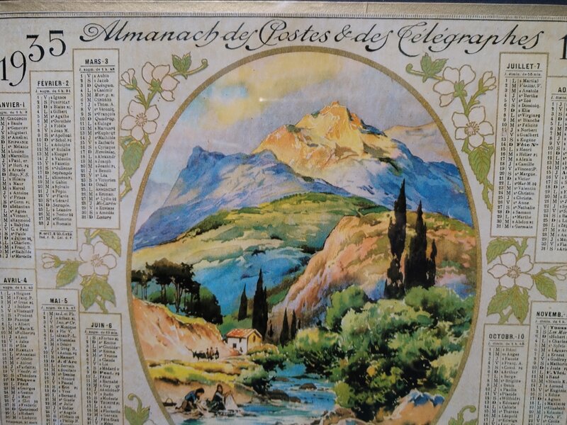 Tablou calendar Almanach des postes & des Telegraphes, an 1935