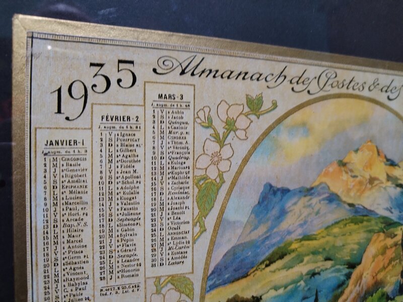 Tablou calendar Almanach des postes & des Telegraphes, an 1935